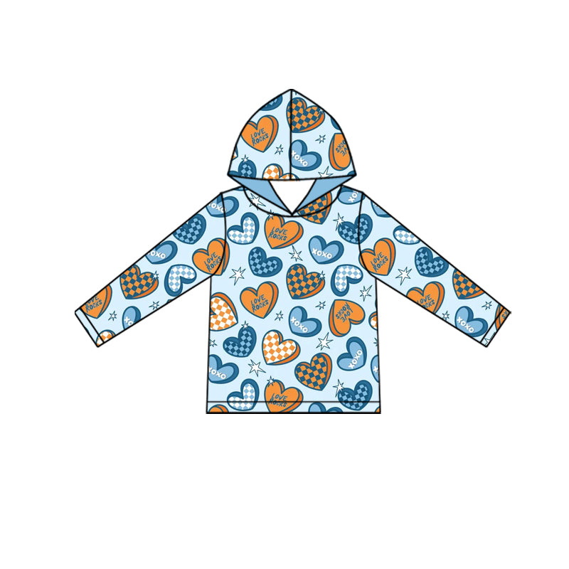 11.6 BT1510 Pre order No Moq Baby Boys Blue Orange Hearts Stars Valentine Hoodies Top