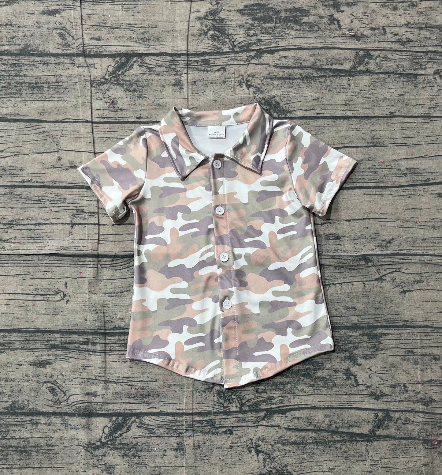 12.10 BT1565 Sample No Moq Baby Boys Grey Camo Southern Button Shirts Top