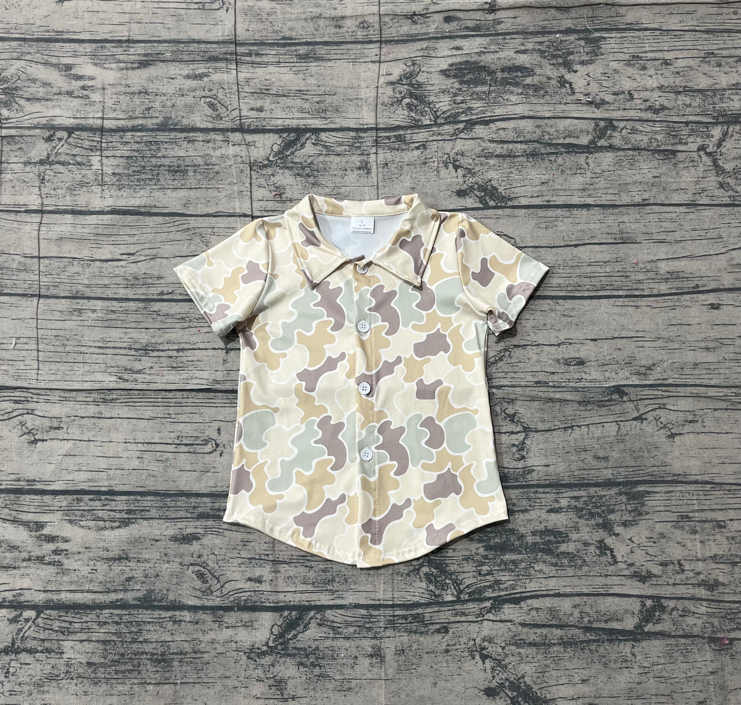 12.10 BT1566 Sample No Moq Baby Boys Khaki Camo Southern Button Shirts Top