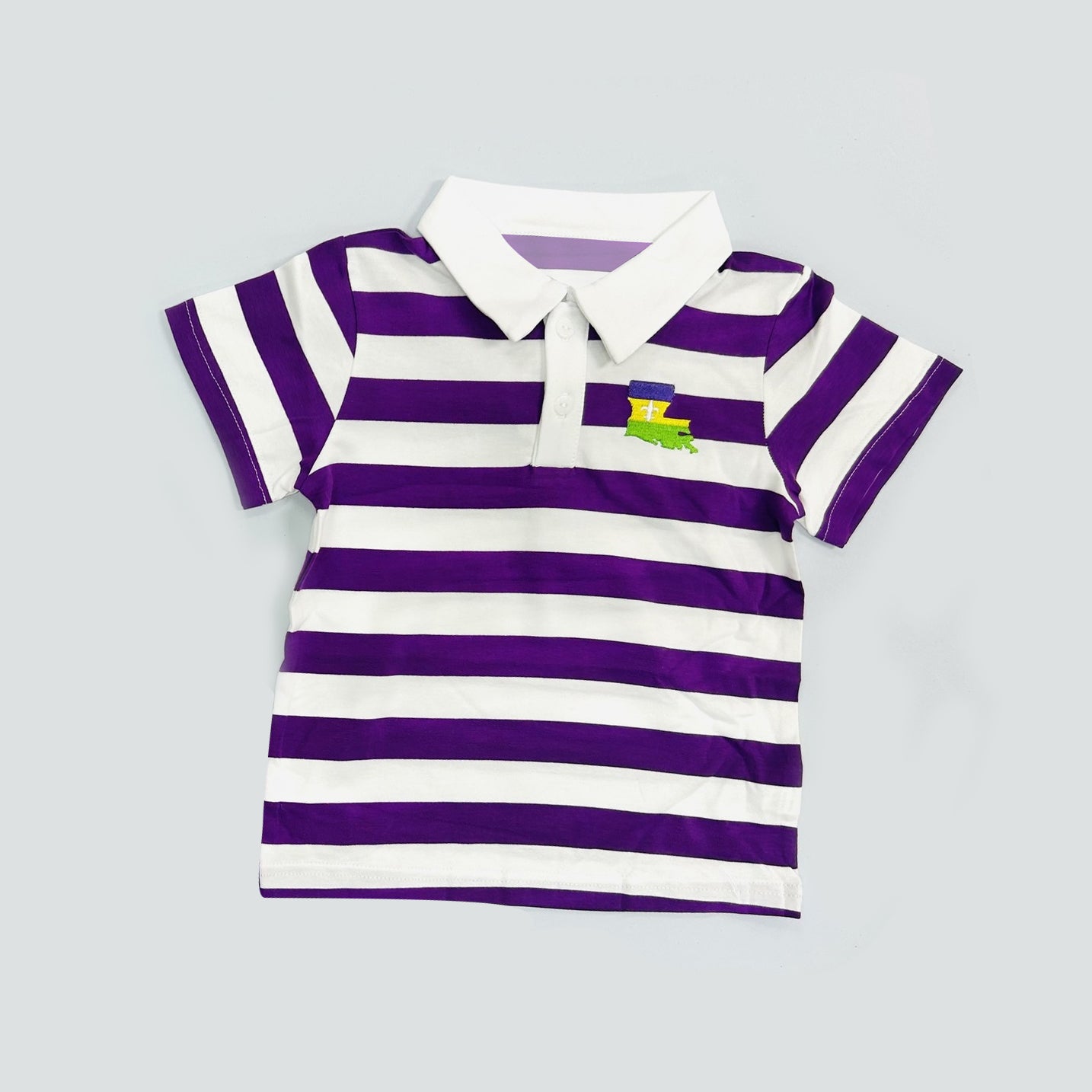 11.18 BT1576 Pre order No Moq Baby Boys Mardigras Stripes Anchors Button Polo Shirts Top