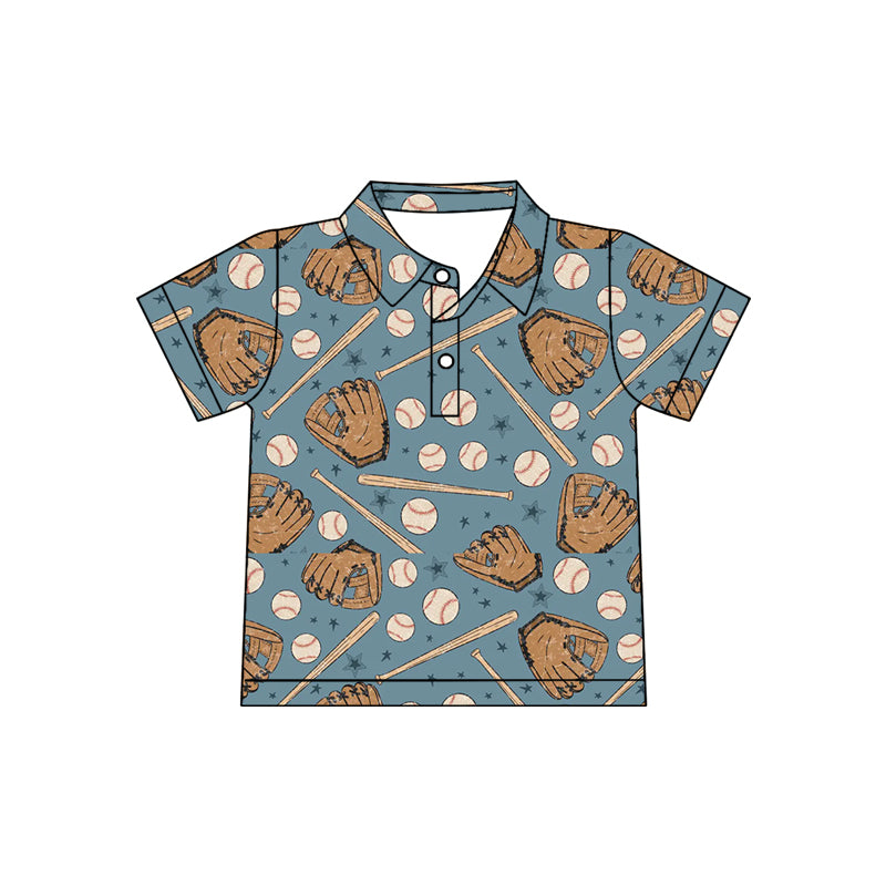 11.19 BT1581 Pre order No Moq Baby Boys Stars Baseballs Team Button Polo Shirts Top