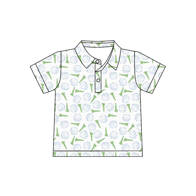 11.19 BT1582 Pre order No Moq Baby Boys Golf Balls Team Button Polo Shirts Top