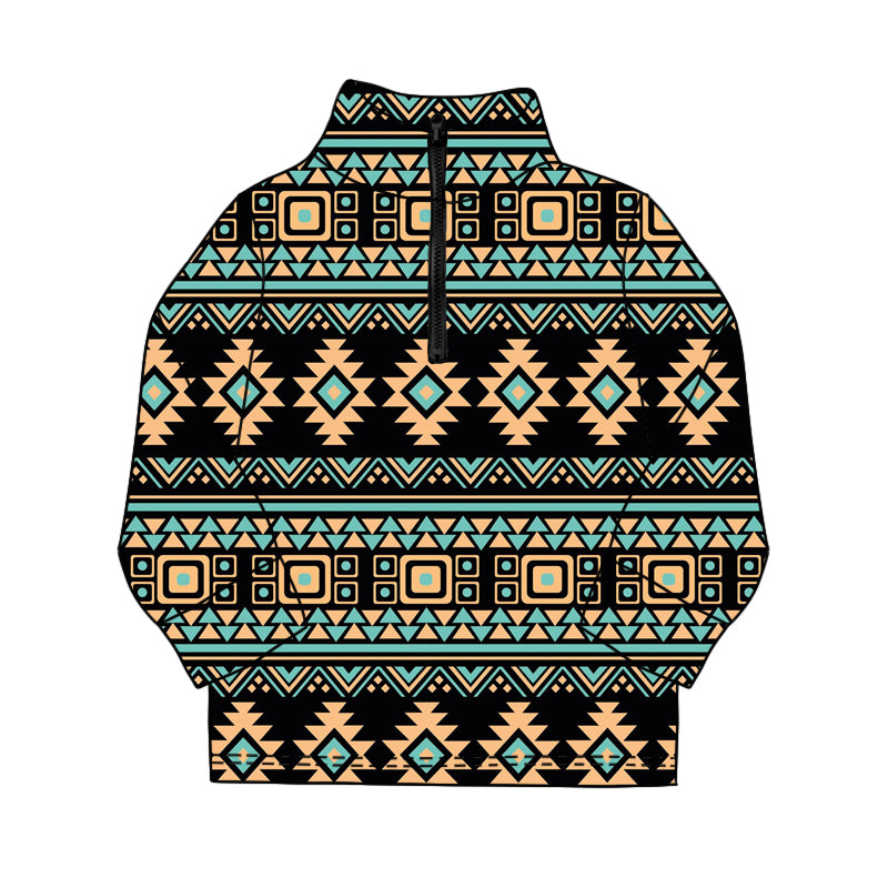 11.19 BT1590 Pre order No Moq Baby Boys Long Sleeve Western Aztec Zipper Pullovers Top