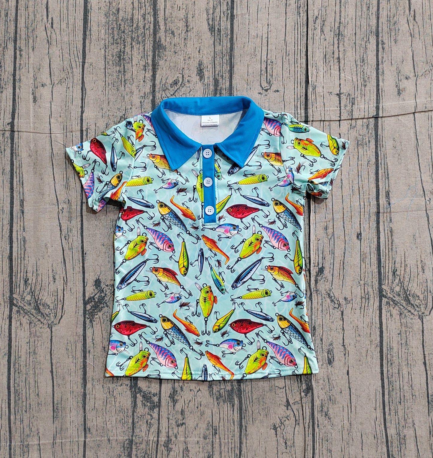 1.22 BT1661 Sample No Moq Baby Boys Fishing Hunting Button Polo Shirts Top