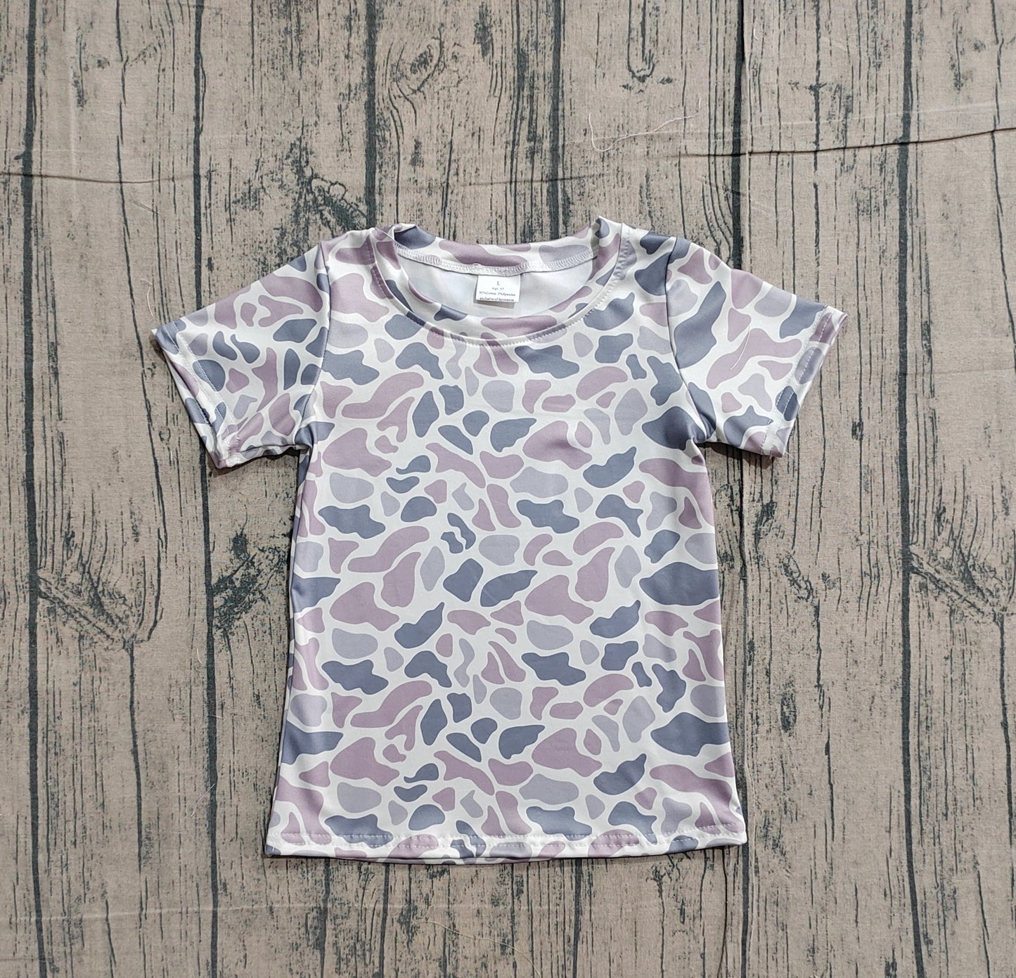 1.23 BT1712 Sample No Moq Baby Boys Southern Light Grey Camo T-shirts Top