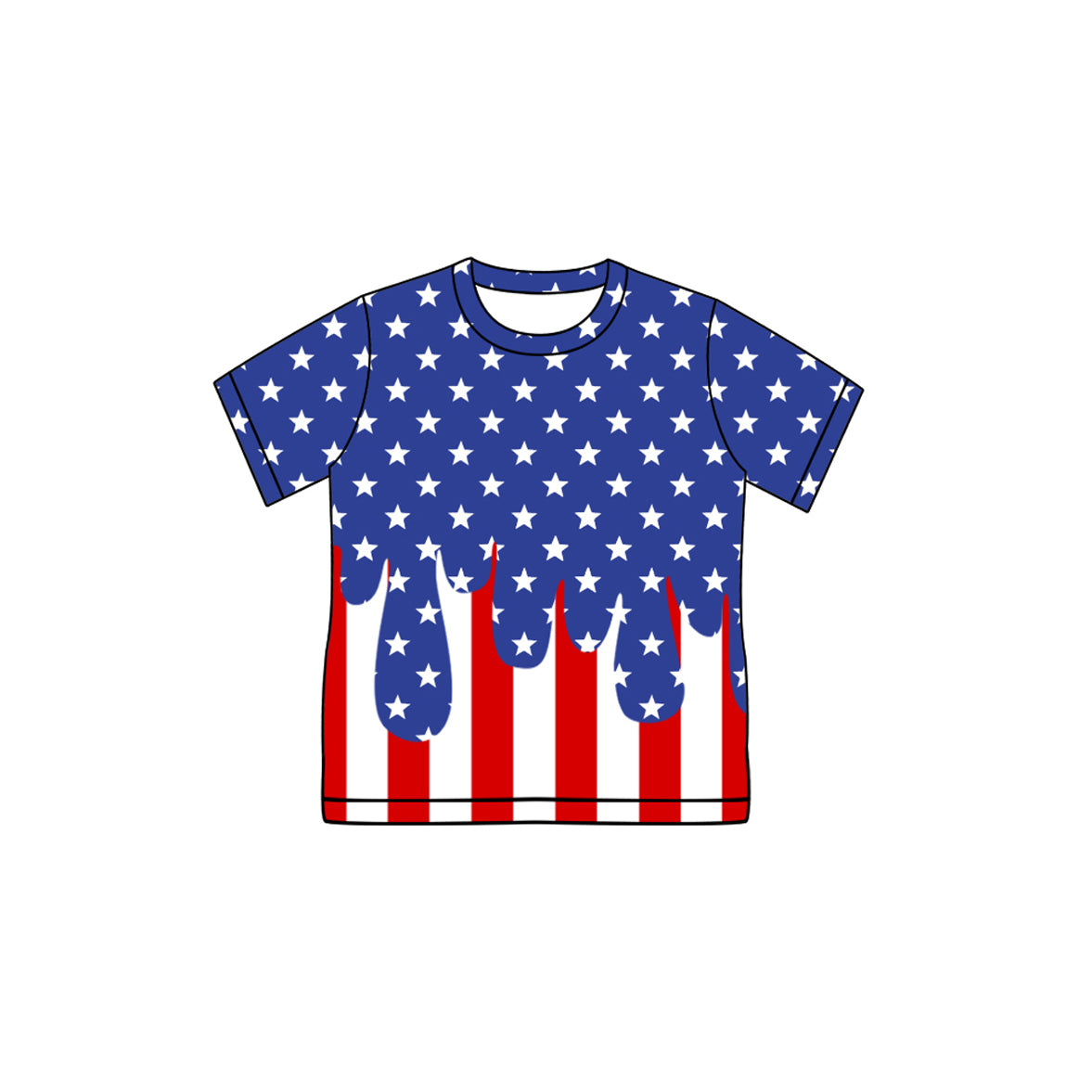2.12 BT1741 Pre order No Moq Baby Boys Short Sleeve Stars Stripe 4th of July T-shirts Top