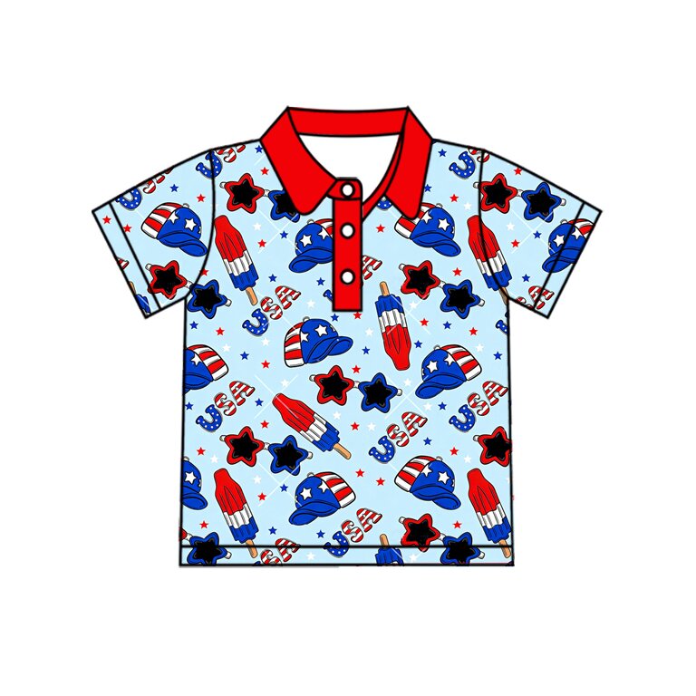 4.2 BT1767 Pre order No Moq Baby Boys Short Sleeve Button Polo Shirts Top