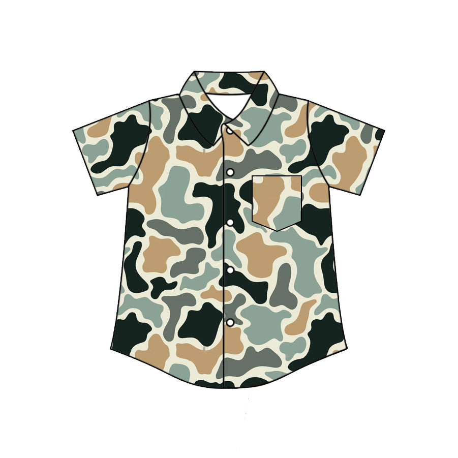4.8 BT1786 Pre order No Moq Baby Boys Southern Camo Button Pocket Shirts Top