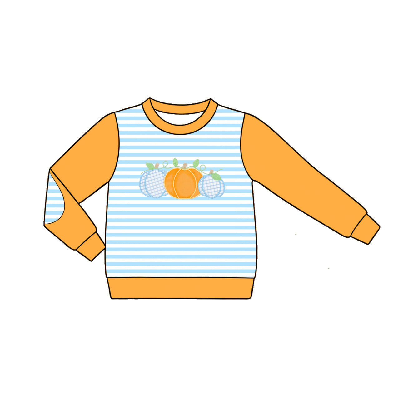 4.22 Pre order No Moq Baby Boys Cute Long Sleeve Striped Top With Pumpkin Print For Halloween