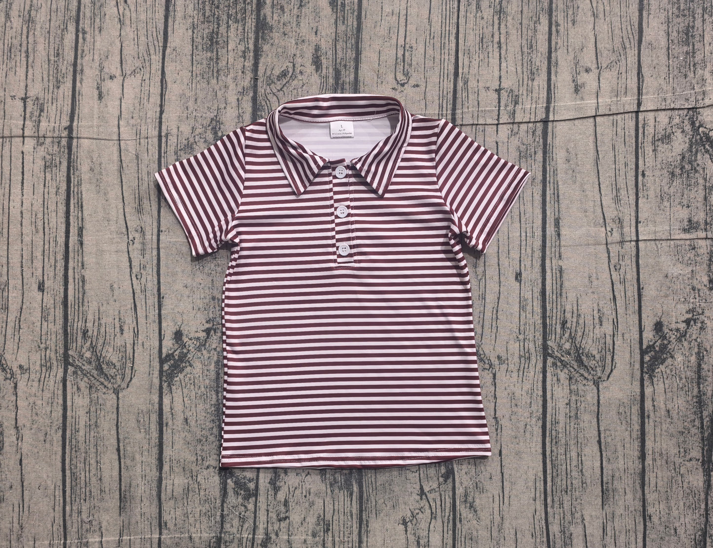 5.8 BT1833 Sample No Moq Baby Boys Short Sleeve Red Stripe Button Shirts Top