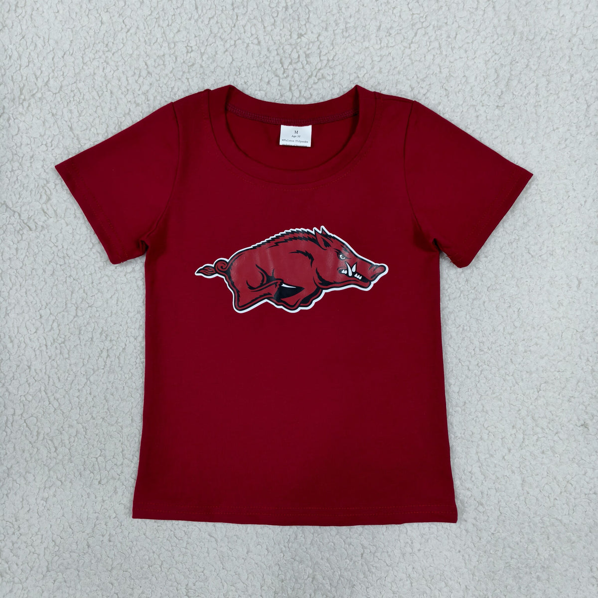 RTS NO MOQ (In stock)milk silk BT1885 Baby Boys Red Short Sleeve Team T-shirts Summer Top