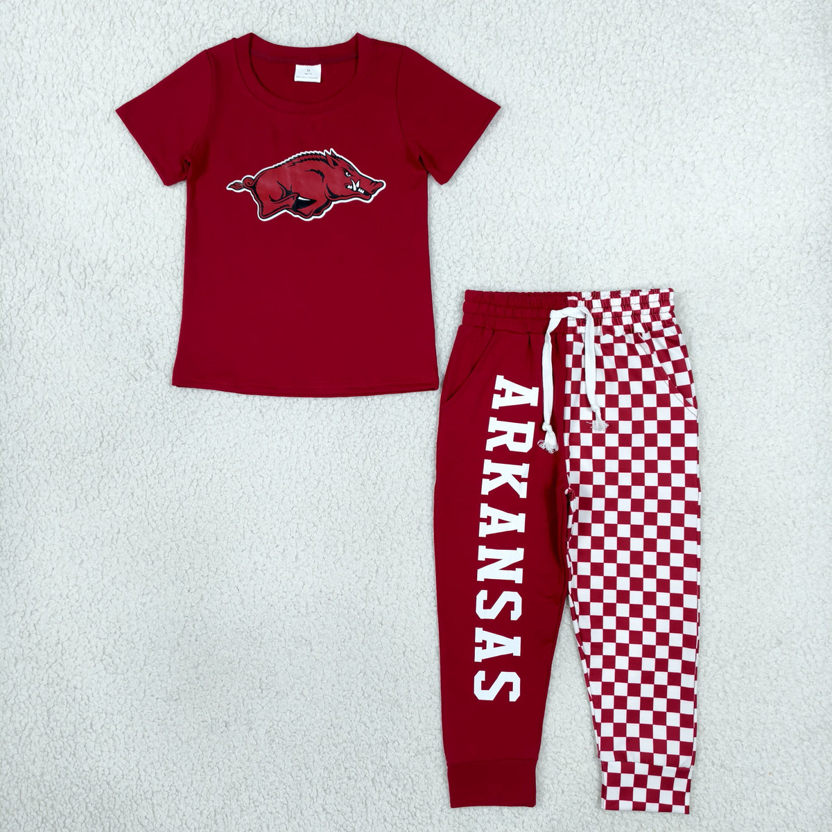 RTS NO MOQ (In stock)milk silk BT1885+P1062 Baby Boys Red Shirt Top Pockets Joggers Team Sets
