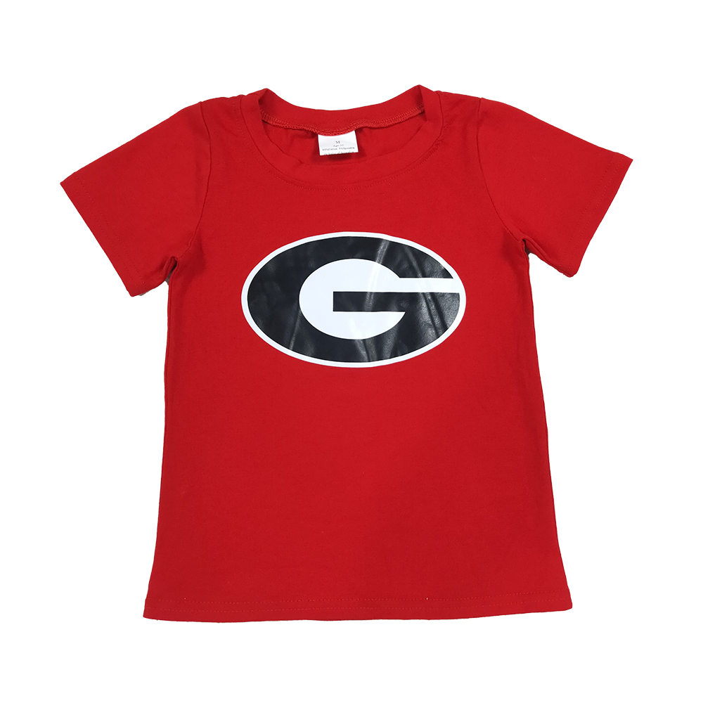 RTS NO MOQ (In stock)milk silk BT1886 Baby Boys Short Sleeve Vinyl Georgia Team T-shirts Tops