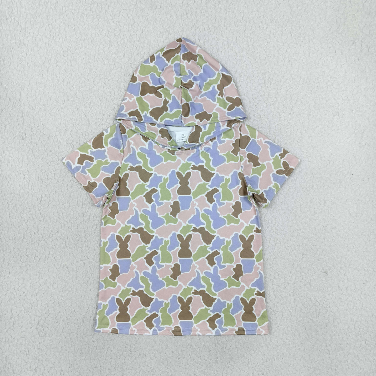 RTS NO MOQ (In stock)milk silk BT1964 Baby Boys Olive Pink Rabbits Camo Easter Short Sleeve Hoodies Casual Top