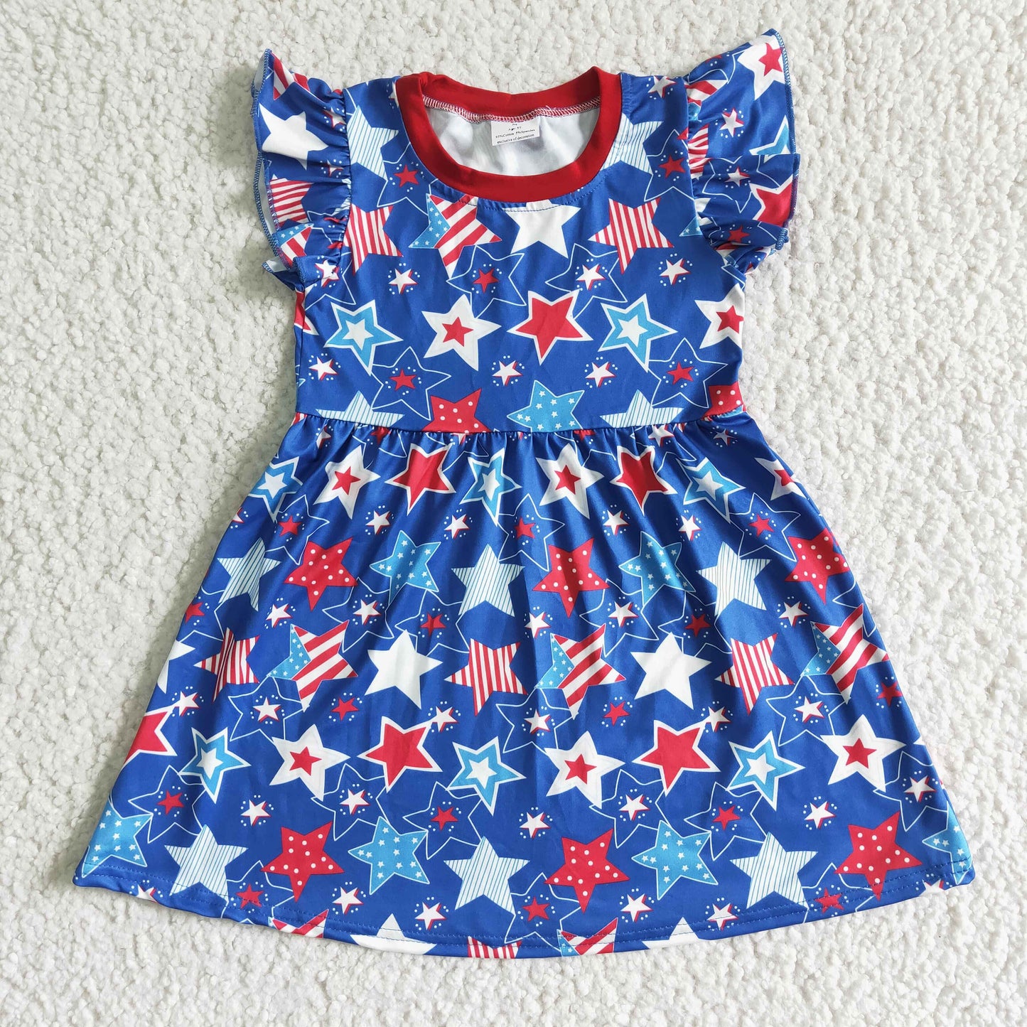 C11-9 Sales New RTS NO MOQ Girl stars print 4th of july dresses
