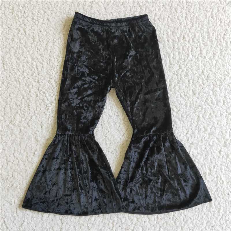 5.10 RTS NO MOQ Baby Girls Pants Black velvet baby girls pants