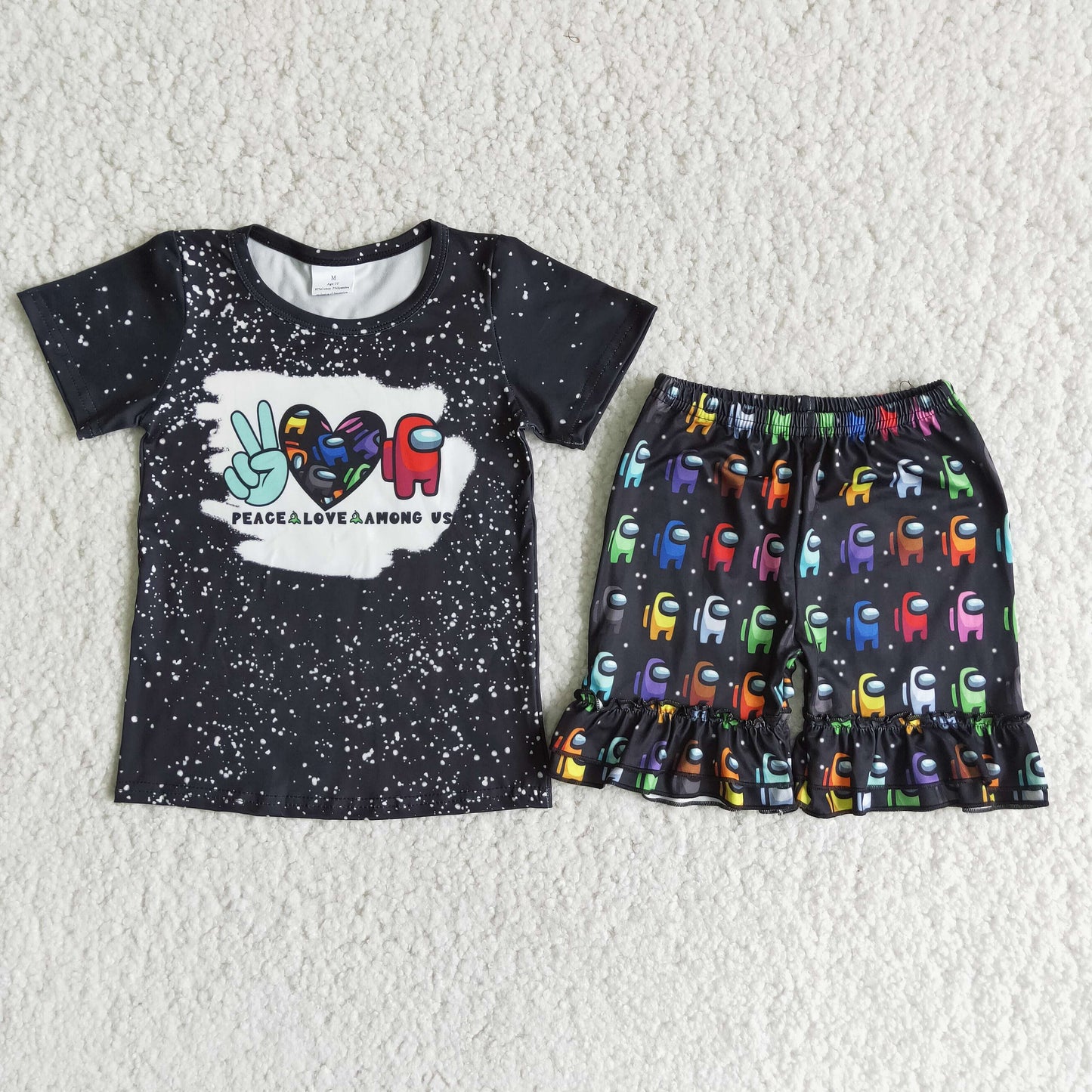 D12-2 Sales New RTS NO MOQ Clearance Baby Girls Black Ruffle Shorts Sets