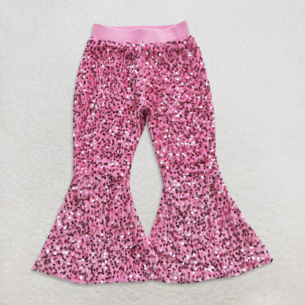 USA Warehouse (IN STOCK) Girls Sequin Bell Bottom Pants Shiny Twinkle Twinkle Little Star Print High Waist Trousers for Kids