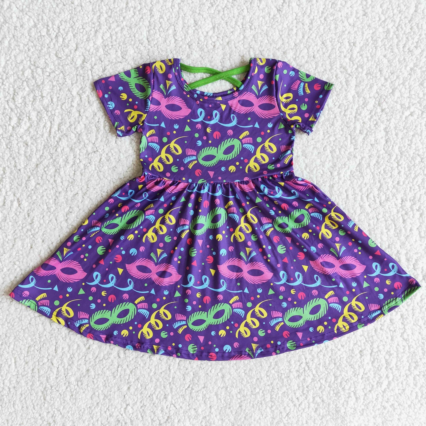 12.27 E10-3 Baby Girls Summer Dress Baby girls Mardi Gras twirl dresses