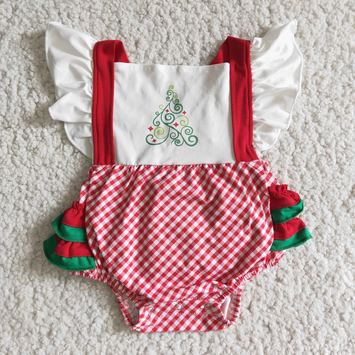 10.29 E3-28- RTS No Moq Clearance Baby Girls Winter Christmas tree bubble rompers
