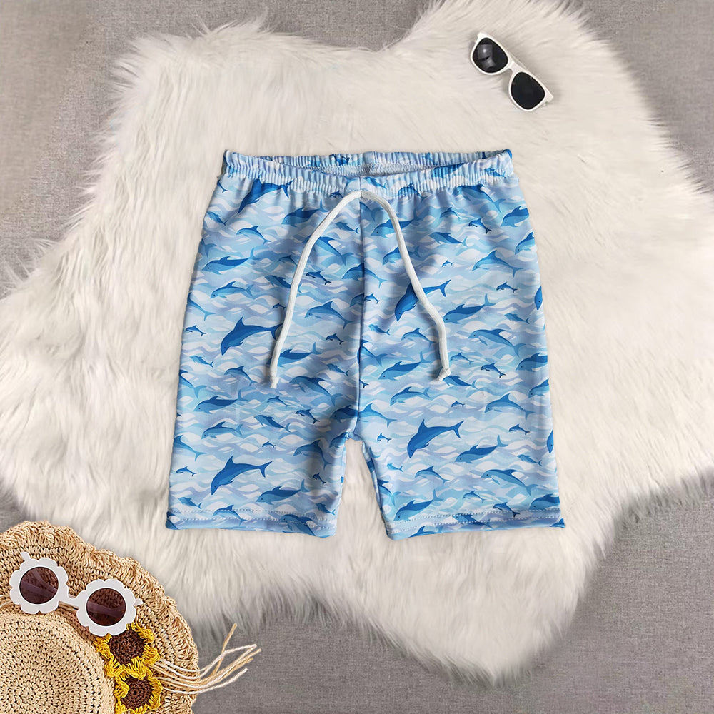 8.14 RTS Sibling Starfish print kids boy summer swimsuit trunks