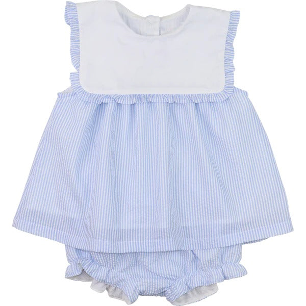 4.23 GBO0475 Pre order Light blue stripe tunic bummies baby girls clothes