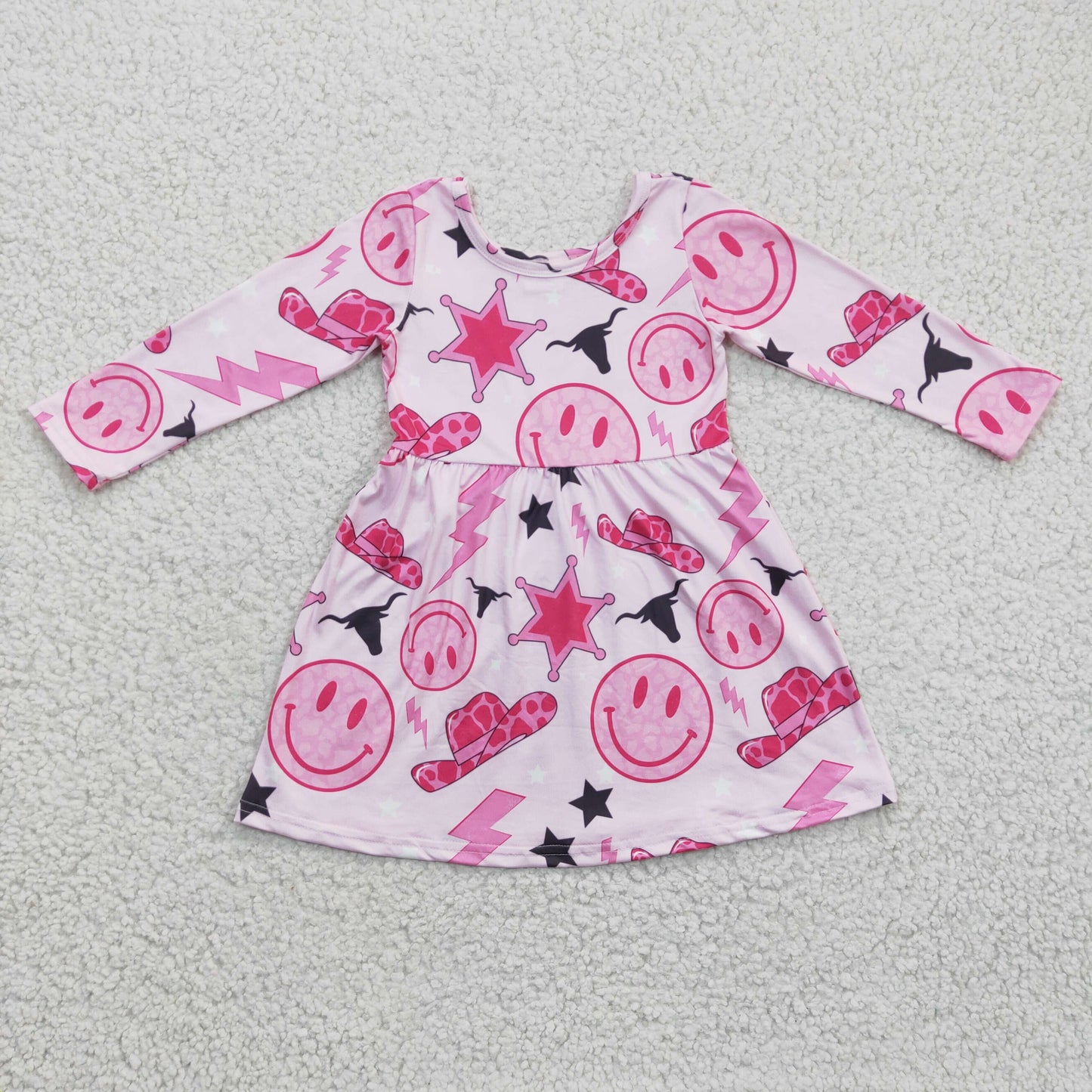 11.8 GLD0170 RTS No Moq Promotion Baby Girls Winter Dress Baby Girls Western pink Valentines Dresses