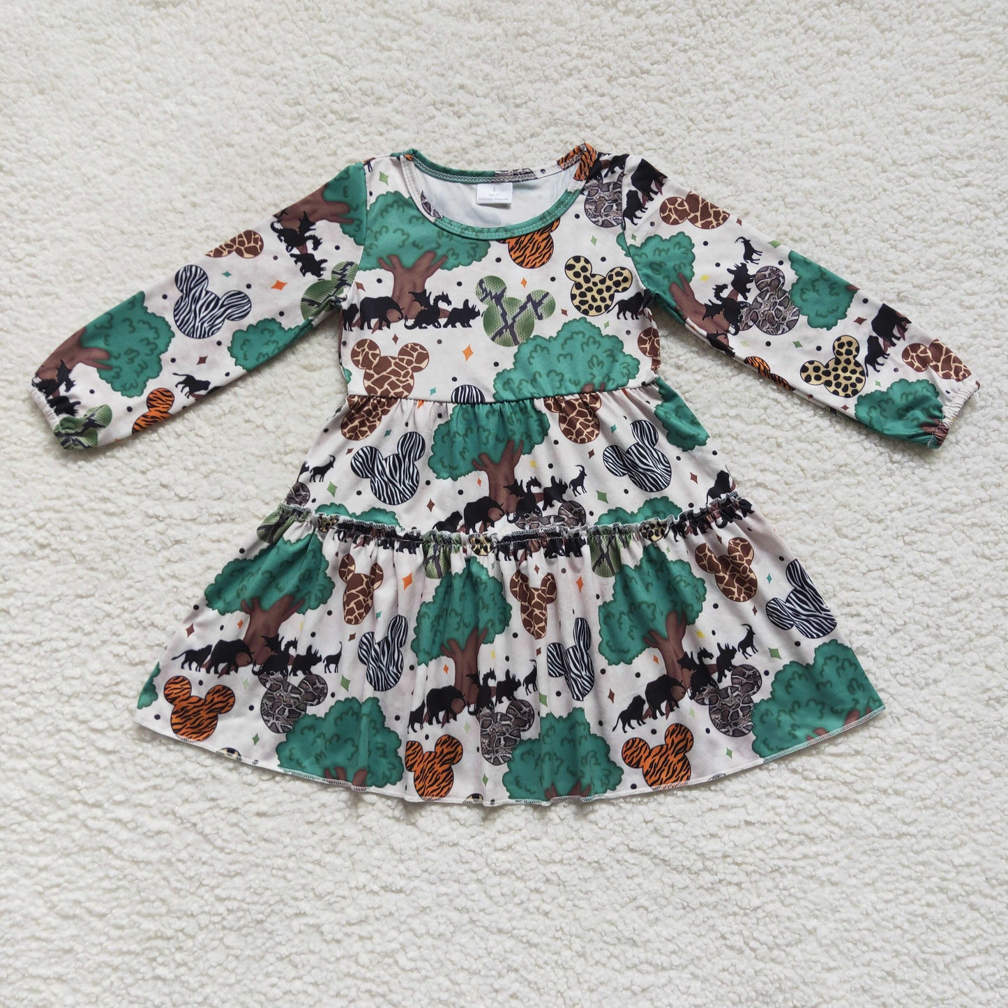 10.11 GLD0260 RTS No Moq Promotion Baby Girls Winter Dress Baby Girls Animal Tree Knee Length Dresses
