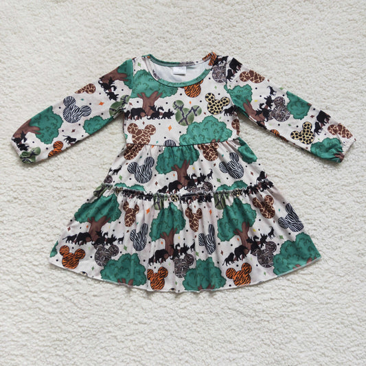 10.11 GLD0260 RTS No Moq Promotion Baby Girls Winter Dress Baby Girls Animal Tree Knee Length Dresses