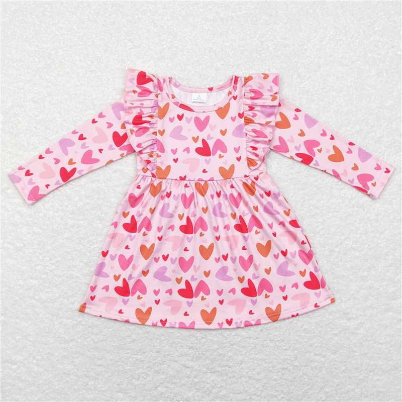 GLD0460Flutter long sleeves heart girls valentine's dress