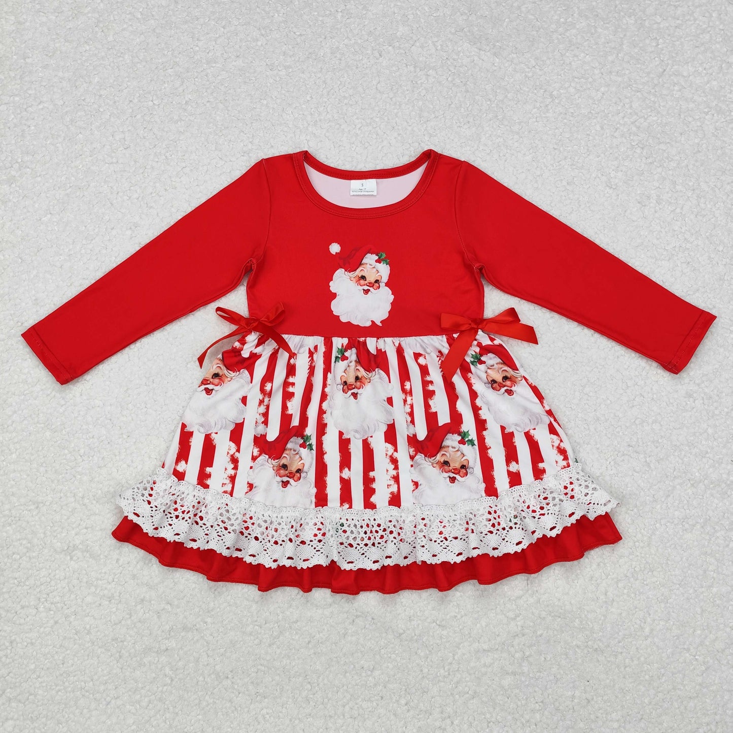 GLD0881 Baby Girls Christmas Santa Ruffle Knee Length Dresses Preorder