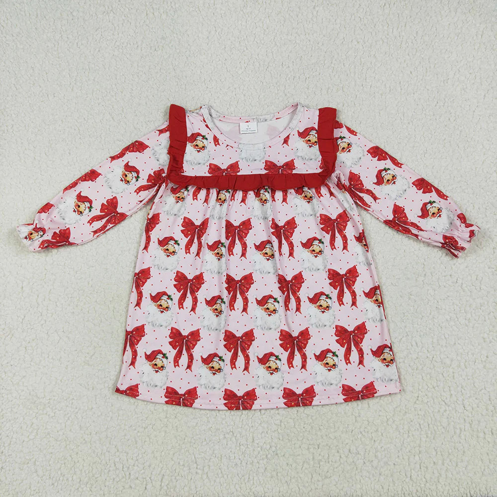 10.3 RTS Sibling Baby Girls Christmas Red Santa Bows Rompers Dresses Outfits