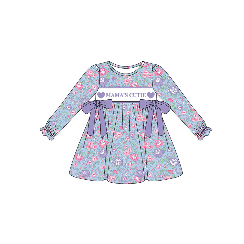 9.22 GLD1341 Baby Girls Mamas Cutie Flowers Bows Knee Length Dresses Preorder