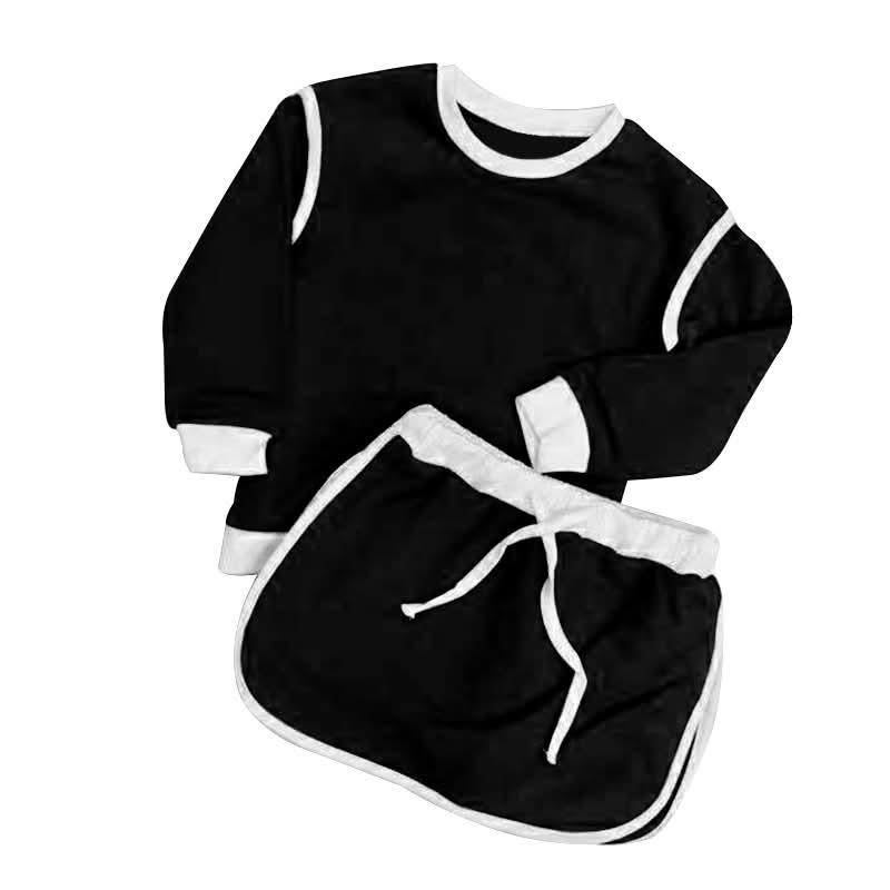 11.7 GLD1481 Pre order No Moq Yoga fabric Baby Girls Black Long Sleeve Top Skirts Shorts Yoga Clothes Sets