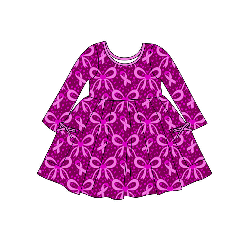 11.7 GLD1493 Pre order No Moq Baby Girls Hearts Bows Pockets Valentine Knee Length Dresses