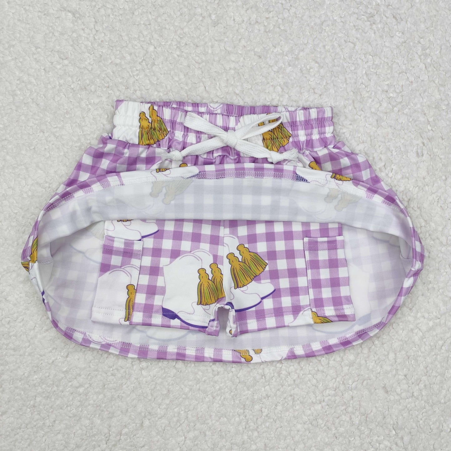 GLK0035 Carnival boots purple plaid culottes skirt