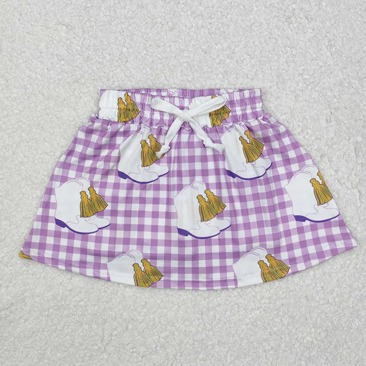 RTS Sibling Baby Girls Skirt Mardi Gras Checkered Boots Skort Skirts