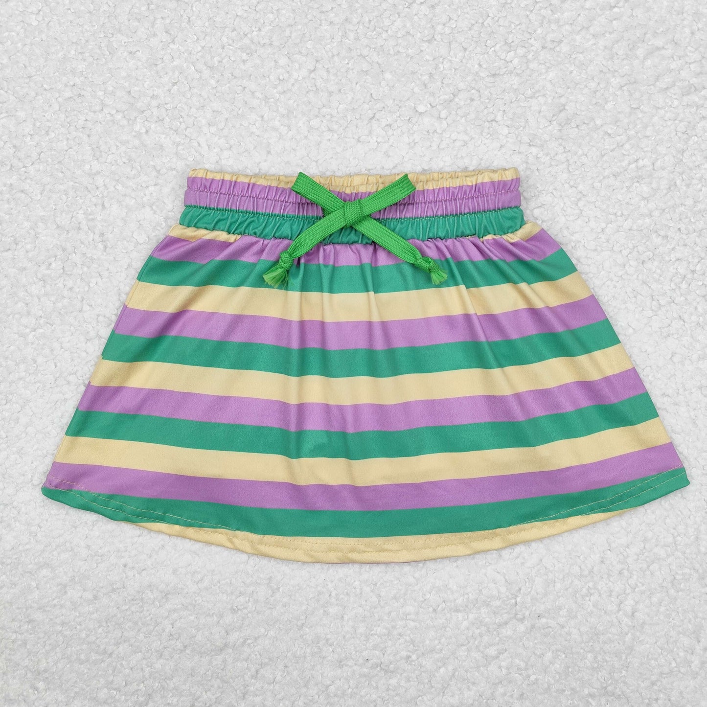 GLK0037 Yellow purple green stripe girls mardi gras skirt
