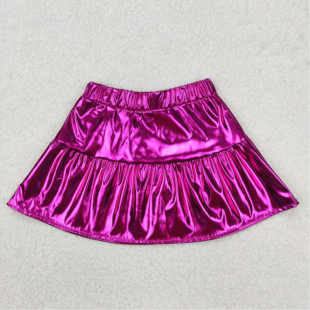4.14 GLK0039 RTS NO MOQ Purple color patchwork kids girls summer skirt