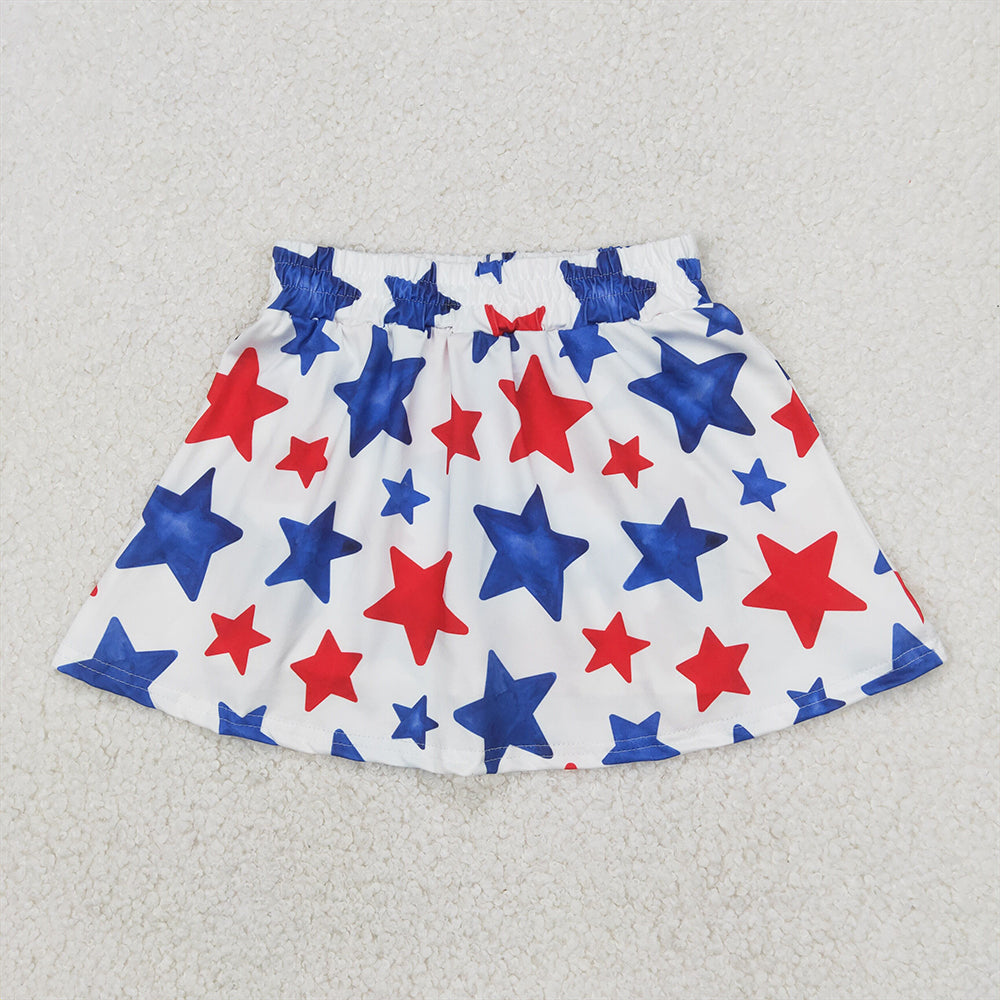 5.28 GLK0055 RTS NO MOQ Red blue stars kids girls 4th of july skirt