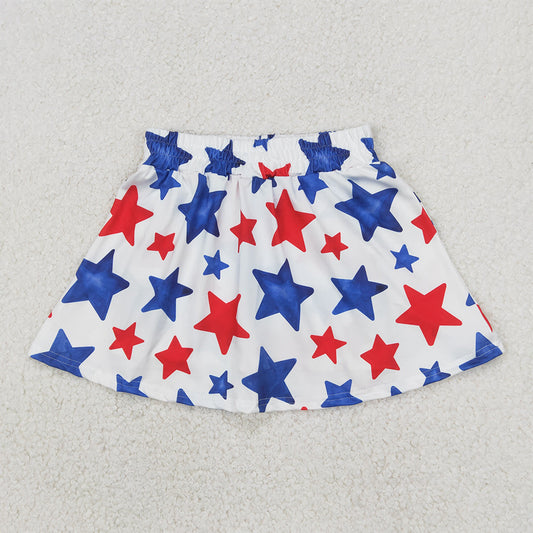 5.28  GLK0055 RTS NO MOQ Red blue stars kids girls 4th of july skirt