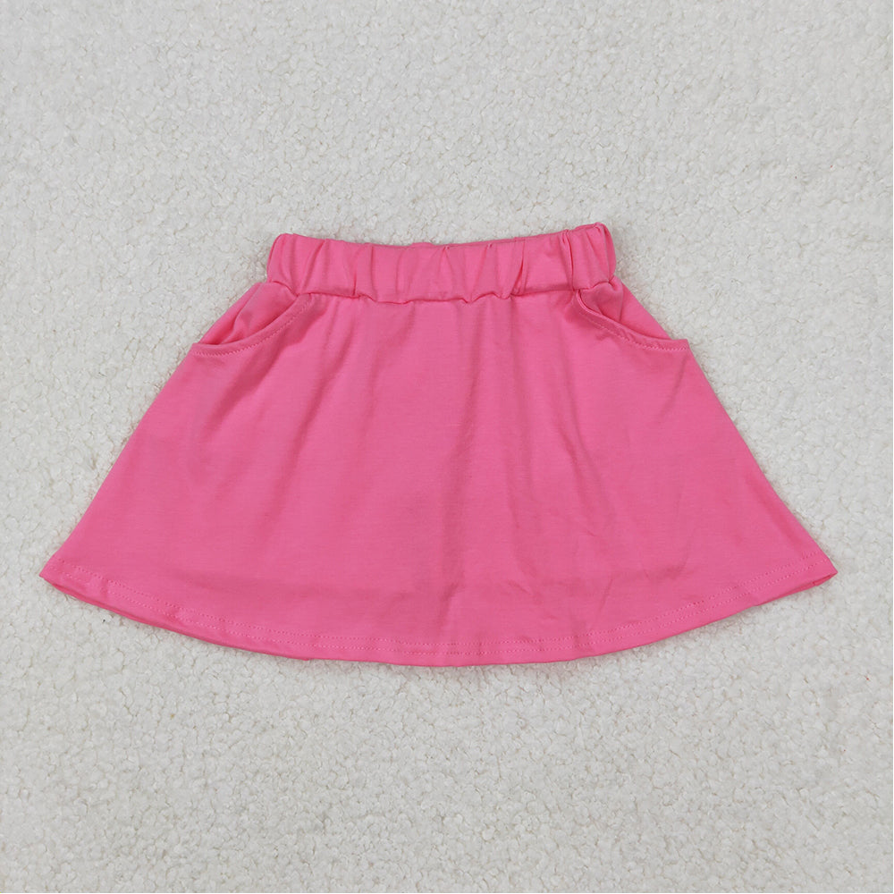 4.14 GLK0066 RTS NO MOQ Pink cotton pocket kids girls summer skirt