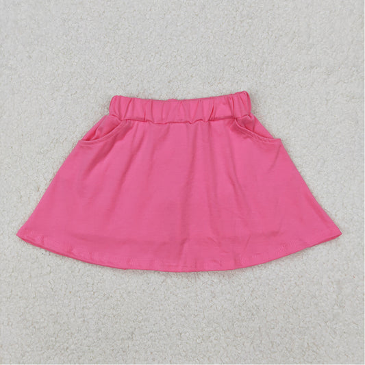 4.14 GLK0066 RTS NO MOQ Pink cotton pocket kids girls summer skirt