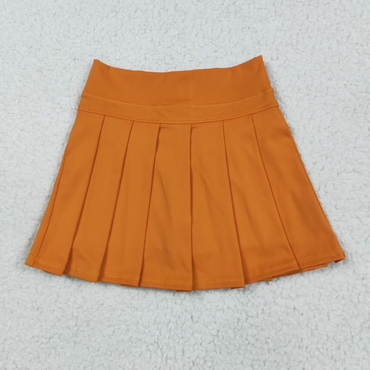 RTS NO MOQ (In stock)GLK0109 Baby Girls Summer Yoga Skirt Baby Girls Orange Yoga Skorts Bottom Pleated Skirts