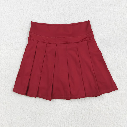 RTS NO MOQ (In stock)GLK0124 Baby Girls Summer Yoga Skirt Baby Girls Dark Red Yoga Skorts Bottom