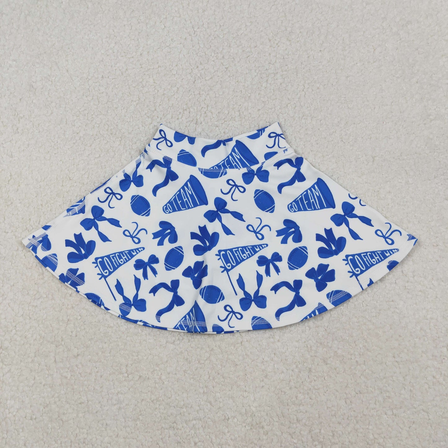 10.20 RTS NO MOQ (In stock)GLK0138 Baby Girls Blue Bows Footballs Go Team Yoga Active Skirt Shorts Bottom
