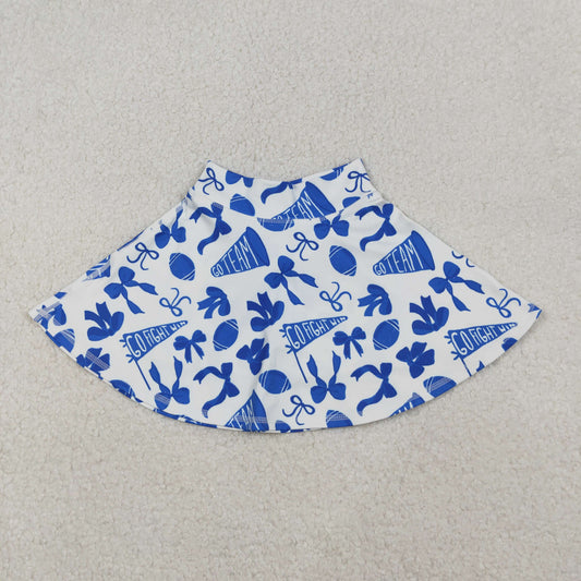 10.20 RTS NO MOQ (In stock)GLK0138 Baby Girls Blue Bows Footballs Go Team Yoga Active Skirt Shorts Bottom