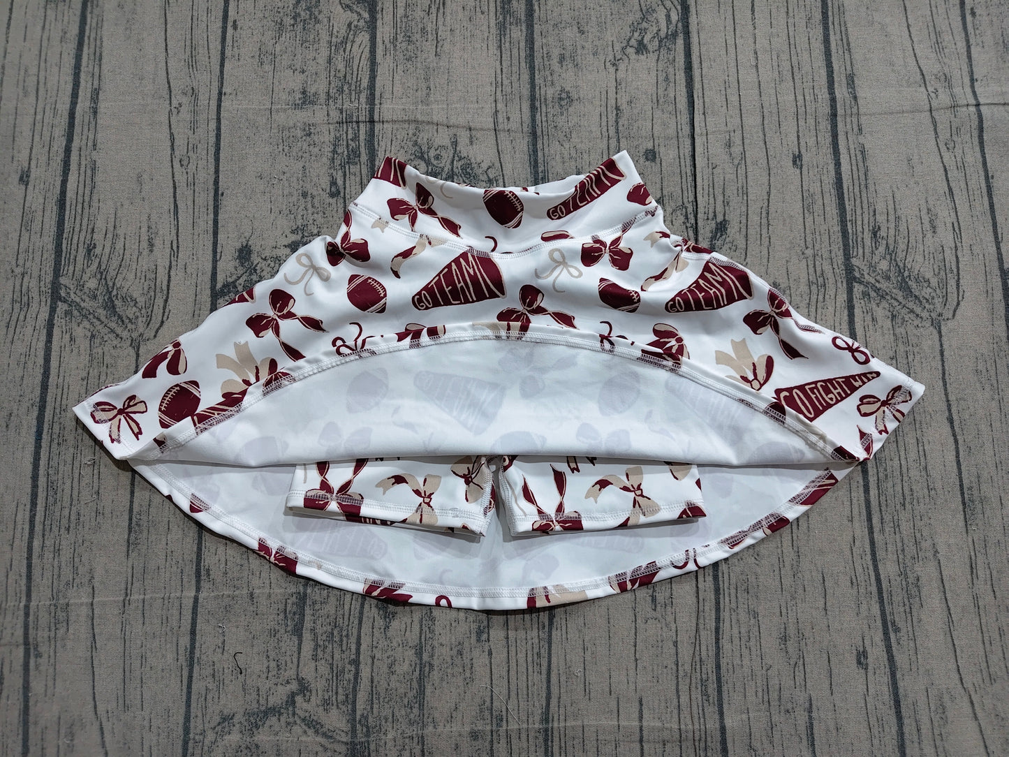 4.1 GLK0139 Sample No Moq Baby Girls Dark Red Bows Go Team Yoga Skirt Shorts Bottom Preorder