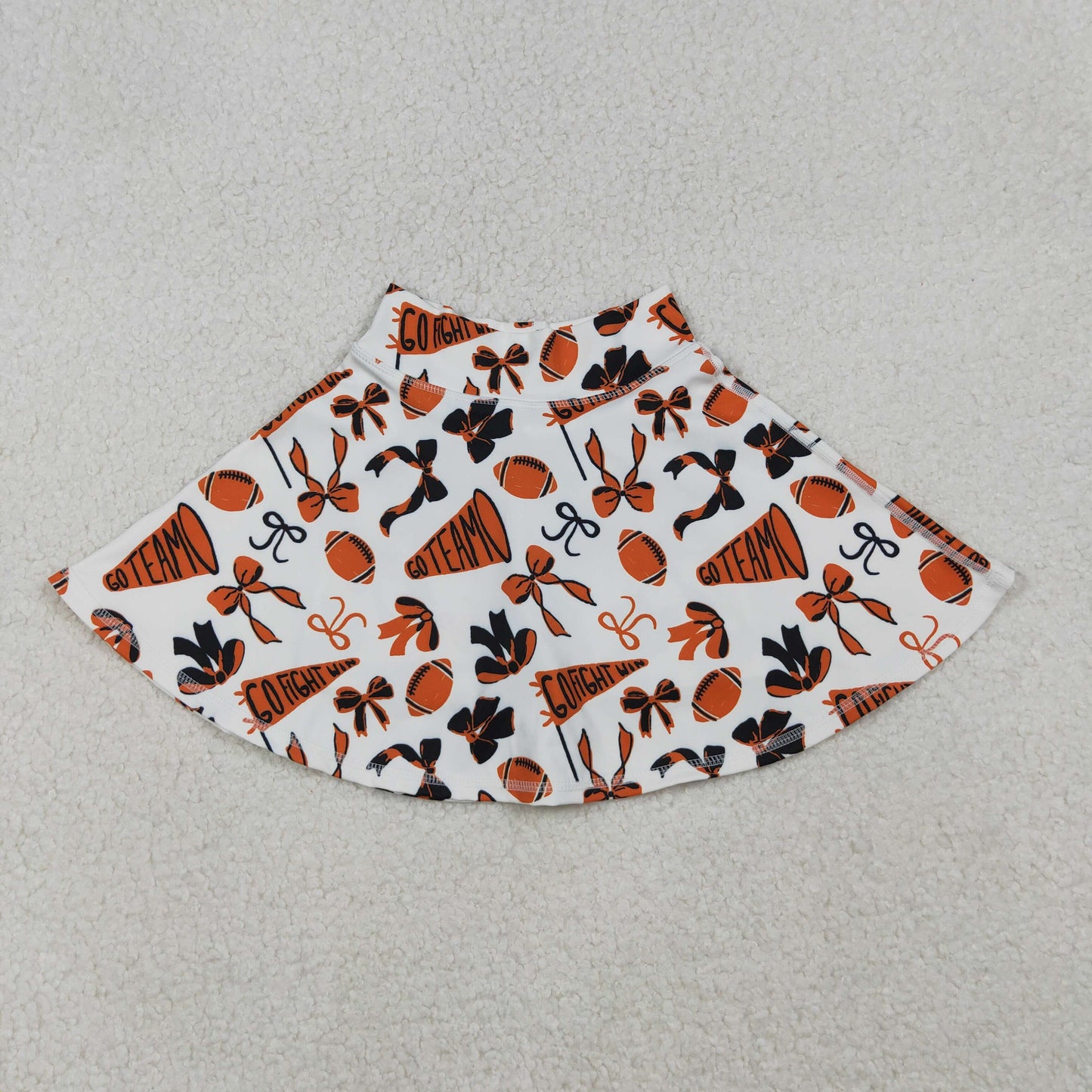 10.10 RTS NO MOQ (In stock)GLK0140 RTS NO MOQ Baby Girls Orange Black Bows Go Team Yoga Skirt Shorts Bottom