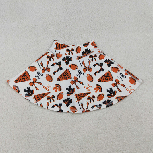 10.10 RTS NO MOQ (In stock)GLK0140 RTS NO MOQ Baby Girls Orange Black Bows Go Team Yoga Skirt Shorts Bottom